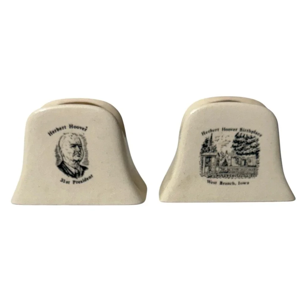Vintage President Herbert Hoover Porcelain Salt Pepper Shaker Midcentury Japan